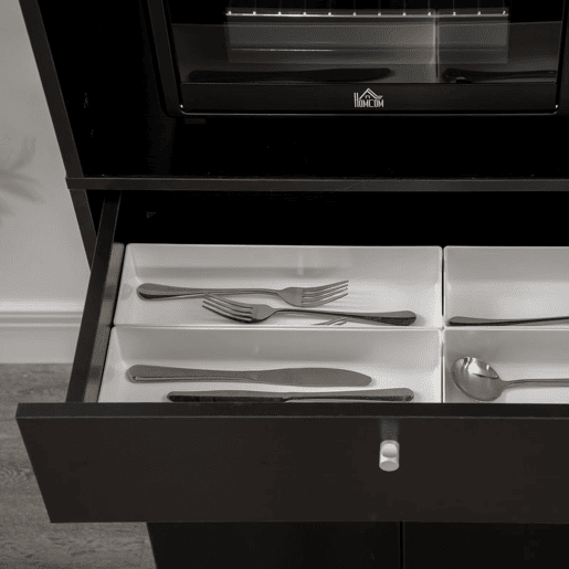 HOMCOM Aparador Auxiliar para Microondas Buffet de Cozinha com 2 Armários com Portas 1 Gaveta e Prateleiras de Armazenamento 90x40x120 cm Preto