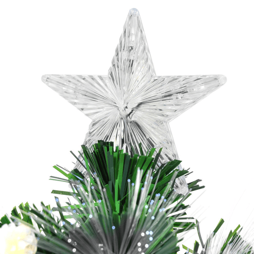 HOMCOM Árvore de Natal 90 cm Árvore de Natal com Fibra Óptica Árvore de Natal Artificial com 90 Luzes LED e 90 Ramos para Interior Verde e Branco