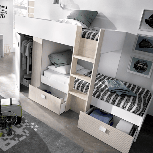 Composição de quarto com efeito madeira Composição de quarto com efeito madeira