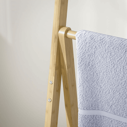 HOMCOM Estante de Casa de Banho em Bambu com 3 Prateleiras, Estante Dobrável com Barras, Estante de Madeira em Forma de A, 53,5x30x153 cm, Natural