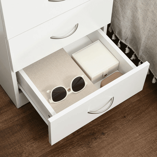 HOMCOM Mesa de Cabeceira Moderna Mesa de Cabeceira com 3 Gavetas e Puxadores de Alumínio para Dormitório 40x35x58 cm Branco