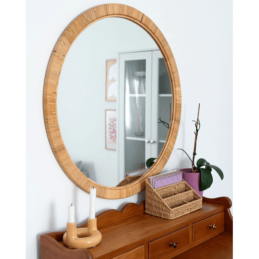 Espelho ANLEZY 80 cm 80 cm Rattan Natural