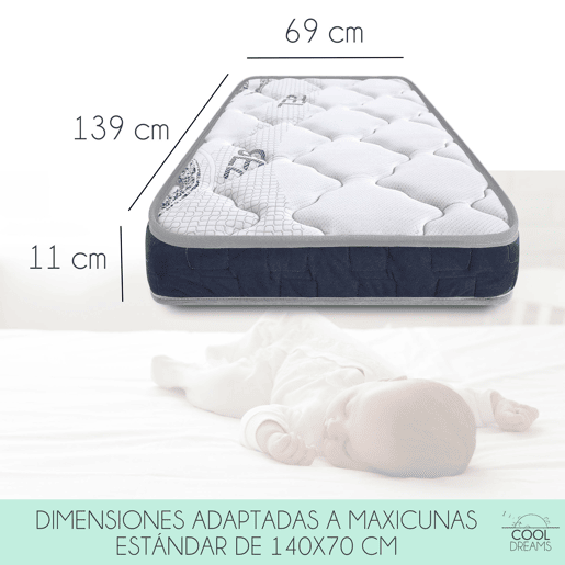 Colchão Maxicuna 140x70 cm viscoelástico respirável de dupla face. Reduz o risco de asfixia. Certificado OEKO-TEX e CertiPur u2013 Symphony