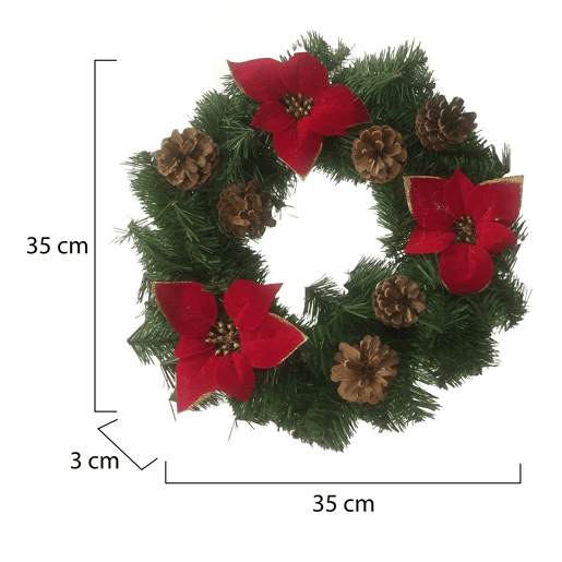 Ornamento de Natal, Ornamento de Natal 35x35x3 cm, Verde e Vermelho