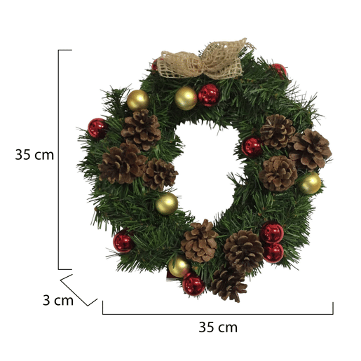 Ornamento de Natal, Ornamento de Natal 35x35x3 cm, Verde e Vermelho