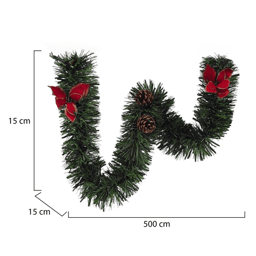 Ornamento de Natal, Ornamento de Natal 500x15x15 cm, Verde e Vermelho