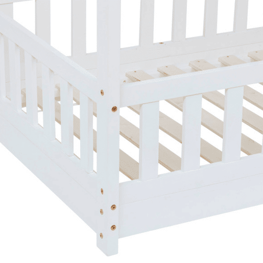 WellHome Cama infantil cabine de pinho lacada em BRANCO 90x190cm
