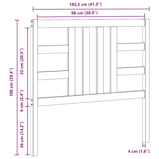 vidaXL Cabeceira de cama 106x4x100 cm pinho maciço castanho mel vidaXL Cabeceira de cama 106x4x100 cm pinho maciço castanho mel