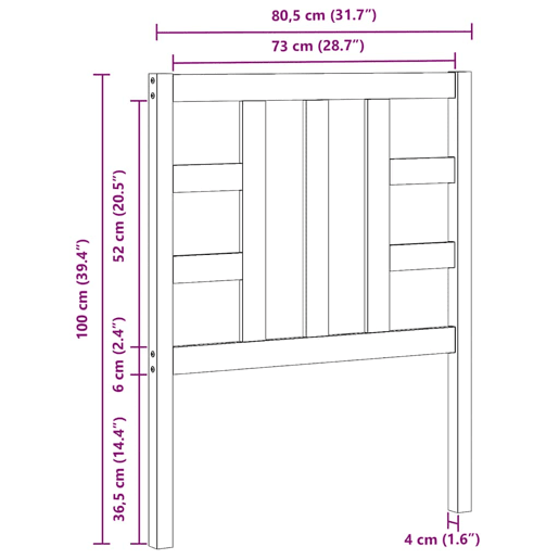 vidaXL Cabeceira de cama 81x4x100 cm pinho maciço preto