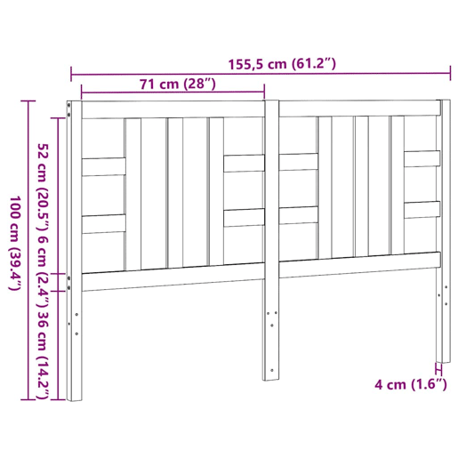 vidaXL Cabeceira de cama 146x4x100 cm pinho maciço cinzento vidaXL Cabeceira de cama 146x4x100 cm pinho maciço cinzento