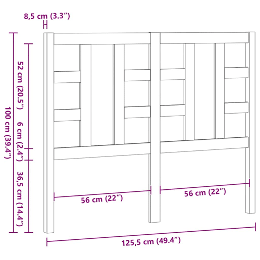 vidaXL Cabeceira de cama 126x4x100 cm pinho maciço cinzento