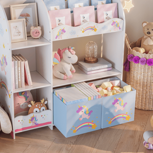 Estante de livros para crianças Lysekil 100x93x30 cm - Motivo unicórnio en.casa