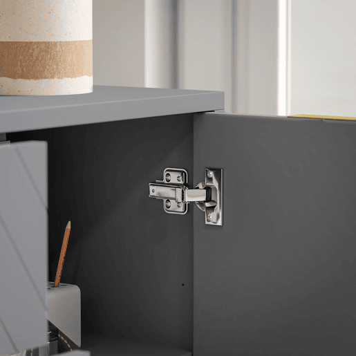 HOMCOM Aparador Auxiliar Armário de Armazenamento com 3 Gavetas e 2 Armários com Porta Prateleira Ajustável para Sala de Estar Cozinha 120x40x76 cm Cinza