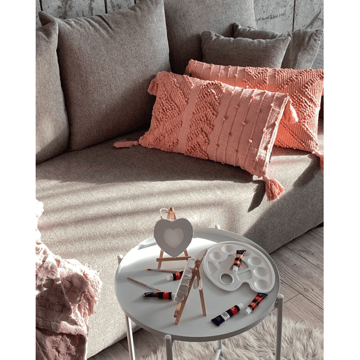 Conjunto de 2 almofadas decorativas VALVARIA Algodão 30 x 50 cm Rosa pêssego Padrão chevrón
