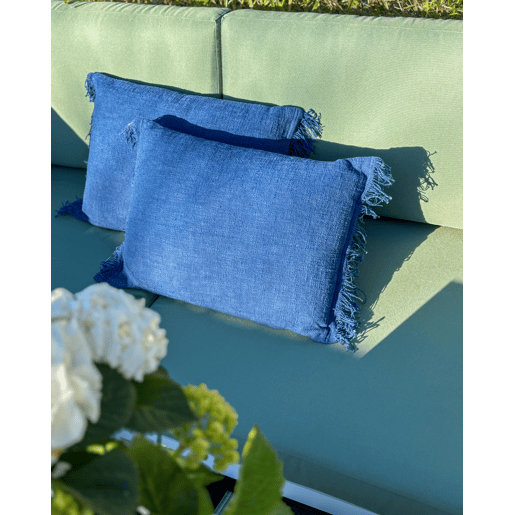 Conjunto de 2 almofadas decorativas MABA Algodão 50 x 35 cm Azul marinho Sólido