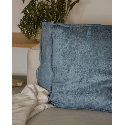 Conjunto de 2 almofadas decorativas VERPIS Algodão 50 x 50 cm Azul Sólido