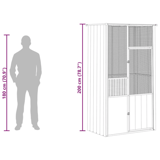 vidaXL Gaiola p pássaros 115x78x200 cm aço galvanizado antracite vidaXL Gaiola p pássaros 115x78x200 cm aço galvanizado antracite