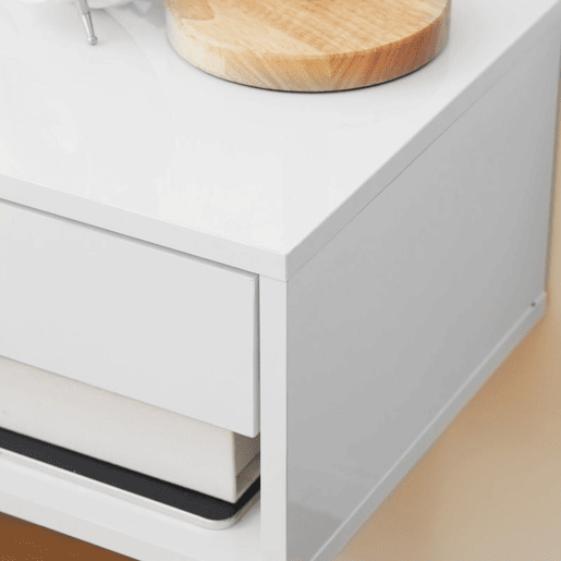 HOMCOM Conjunto de 2 Mesas de Cabeceira Flutuantes Mesas de Cabeceira com Gaveta para Dormitório 37x32x21 cm Branco Brilhante