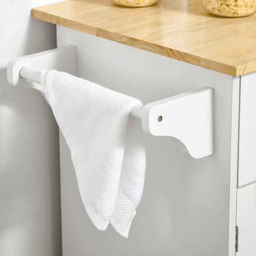 HOMCOM Carrinho de Cozinha com Rodas Móvel Auxiliar de Cozinha com 2 Gavetas 2 Portas Prateleira Ajustável e Suporte para Guardanapos para Sala de Jantar Sala de Estar 104x46x91 cm Branco