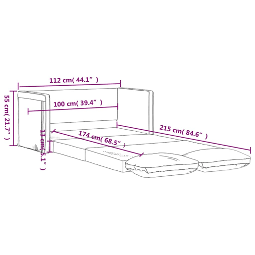 vidaXL Sofá-cama sem pés 112x174x55 cm tecido cinza-acastanhado