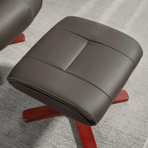 HOMCOM Poltrona Reclinável com Apoio para os Pés Poltrona de Sala de Estar Estofada em PU e Estrutura de Madeira Carga 150 kg Poltrona para Dormitório 83x78x105 cm Marrom