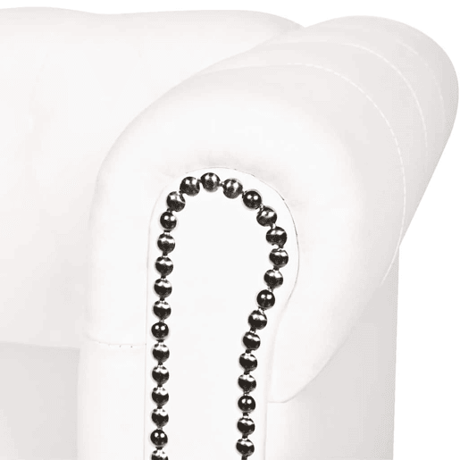 vidaXL Sofá Chesterfield de 2 lugares em couro artificial branco vidaXL Sofá Chesterfield de 2 lugares em couro artificial branco