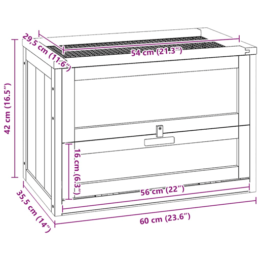 vidaXL Gaiola para hamster 60x35,5x42 cm madeira de abeto maciça vidaXL Gaiola para hamster 60x35,5x42 cm madeira de abeto maciça