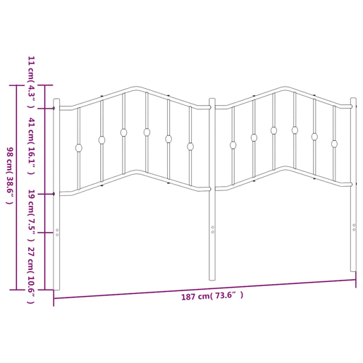 vidaXL Cabeceira de cama 180 cm metal branco vidaXL Cabeceira de cama 180 cm metal branco