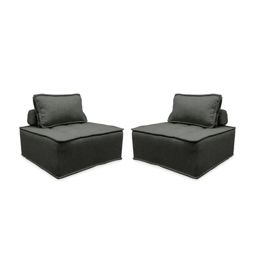 Sofá modular em tecido estofado de 2 lugares, Dao, Cinza, 90x90x40 cm