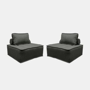 Sofá modular em tecido estofado de 2 lugares, Dao, Cinza, 90x90x40 cm