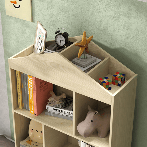 AIYAPLAY Estante Infantil de Madeira com 4 Compartimentos Estante de Livros para Crianças com Prateleiras Abertas e Armário para Domitório Sala de Jogos 80x30x140,5 cm Branco e Madeira