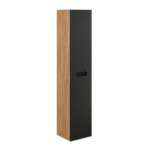 Conjunto móvel lavatório duplo encastrado 120cm 4 gavetas e coluna Elora Preto e madeira