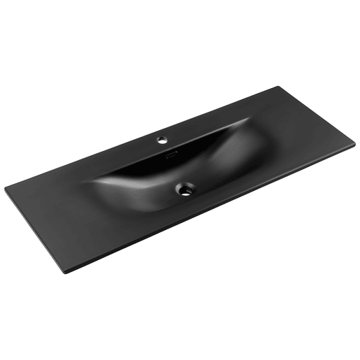 Móvel lavatório simples encastrado 120cm 2 gavetas Elora Preto e madeira