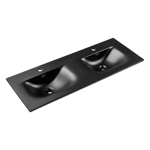 Móvel lavatório duplo encastrado 120cm 4 gavetas Elora Preto e madeira