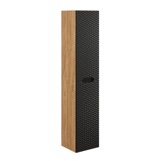 Conjunto móvel lavatório duplo 120cm 4 gavetas e coluna Elora Preto e madeira Cloud