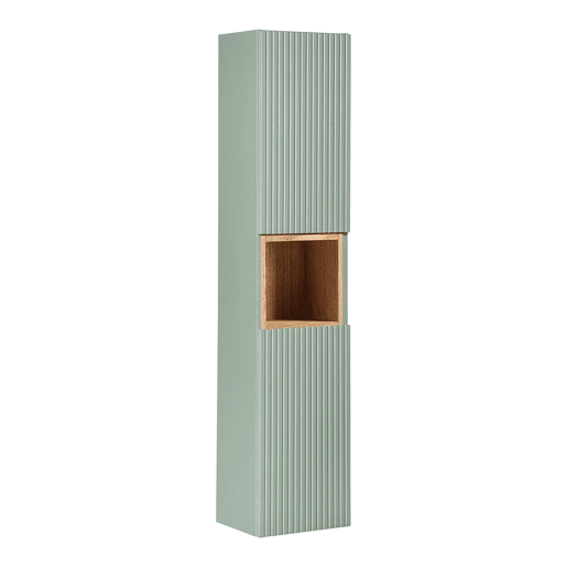 Conjunto móvel lavatório simples 50cm 2 gavetas e coluna Verde Jade e Madeira