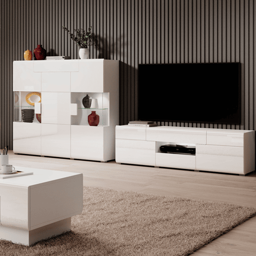 Suporte de TV 2 portas 2 gavetas 159 cm Jules Branco