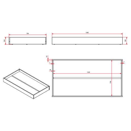 Cama Vipack Tod 70x140 incluindo estrado e gaveta Cinzento
