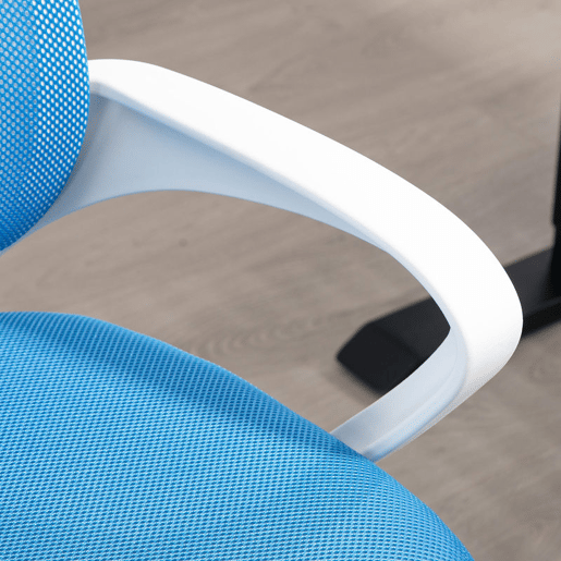 HOMCOM Cadeira de Escritório de Malha Cadeira de Escritório Giratória com Altura Ajustável Função Basculante e Apoio para os Braços Cadeira de Estúdio Carga 120 kg 57x55x89-109 cm Azul