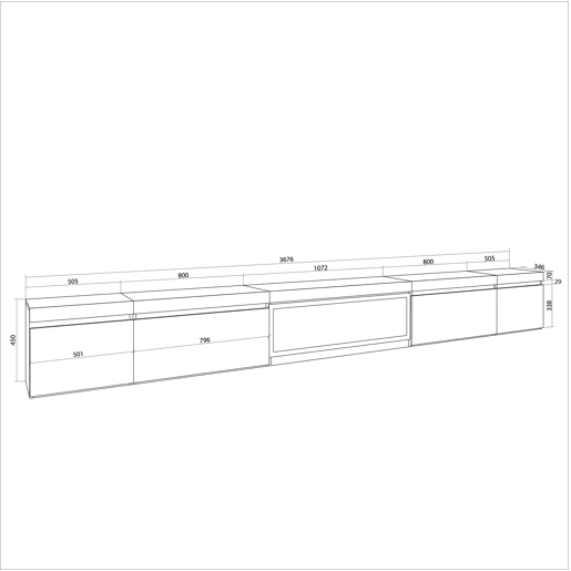 Móvel de TV, Muito espaço de arrumação, 368x35x45cm Lareira eléctrica XXL, Suspensos, Suspensos, Estilo moderno, Preto Móvel de TV, Muito espaço de arrumação, 368x35x45cm Lareira eléctrica XXL, Suspensos, Suspensos, Estilo moderno, Preto