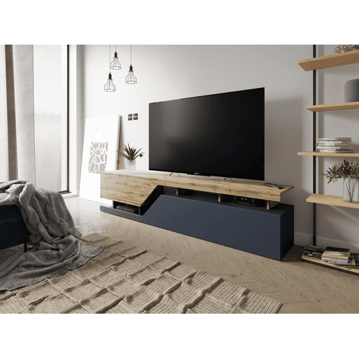 Móvel TV Ceelias - 160 x 35 x 46 cm - BrancoCastanho Escuro