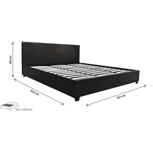 Cama de casal com baú Carla - 160 x 200 cm - Preto