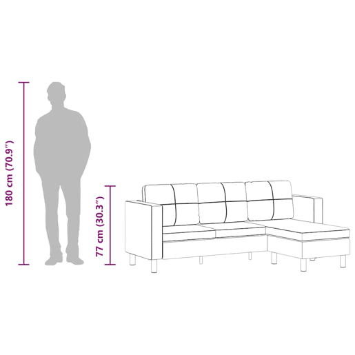 vidaXL Sofá secional de 3 lugares couro artificial branco vidaXL Sofá secional de 3 lugares couro artificial branco