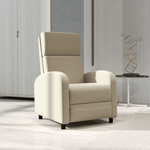 HOMCOM Poltrona Relax Reclinável até 160° Poltrona Reclinável Manual com Apoio para os Pés Carga Máxima 120 kg para Sala de Estar Dormitório 64x86x102 cm Bege