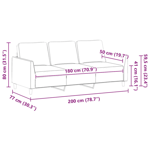 vidaXL Sofá de 3 lugares 180 cm couro artificial cinza