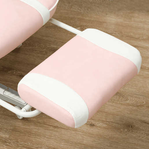 HOMCOM Cadeira Gaming Reclinável com Altura Ajustável, Apoio para os Pés Retrátil, Suporte Lombar e Almofada de Cabeça Removível, para Escritório, Estudo, Rosa