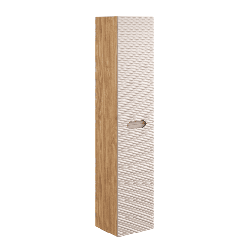 Conjunto móvel lavatório individual direito 90cm e coluna Elora Bege e madeira