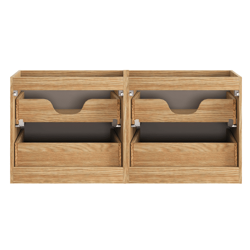 Conjunto móvel lavatório duplo embutido 120cm 4 gavetas e coluna Elora Bege e madeira