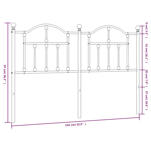 vidaXL Cabeceira de cama 135 cm metal preto vidaXL Cabeceira de cama 135 cm metal preto