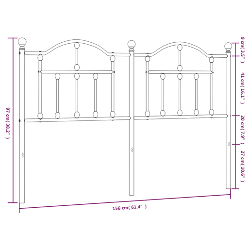 vidaXL Cabeceira de cama 150 cm metal preto vidaXL Cabeceira de cama 150 cm metal preto